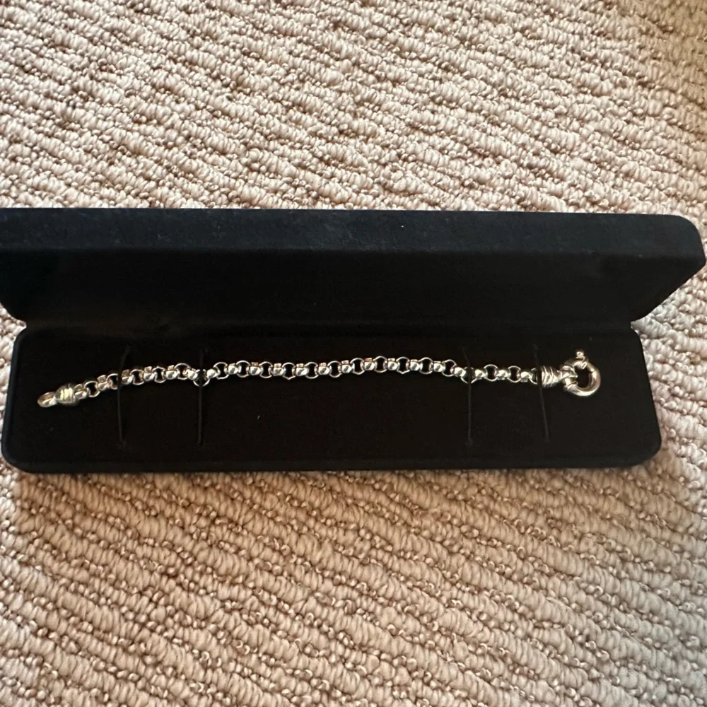 Sterling Silver (925) rolo chain necklace & bracelet set - fish hook closure - Picture 6 of 7